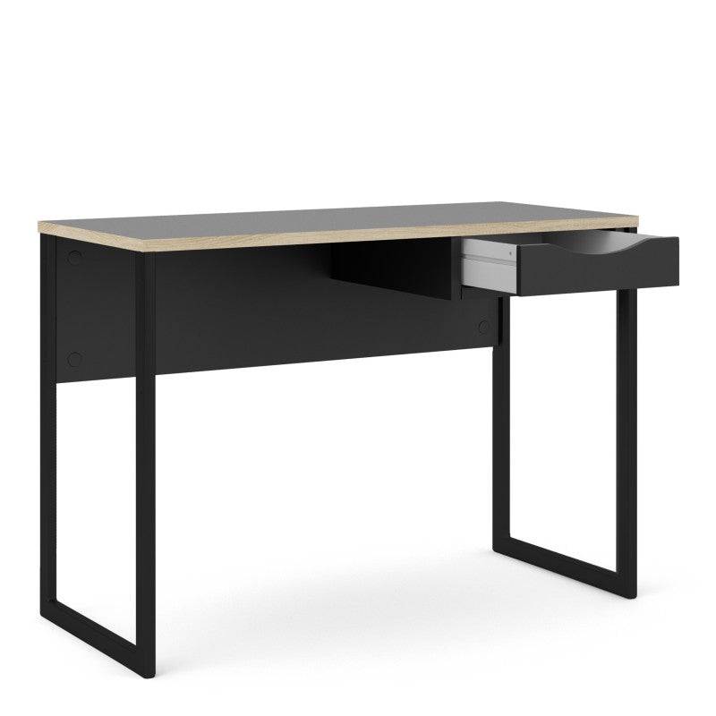 Function Plus Desk 1 Drawer in Black with Oak Trim - Price Crash Furniture