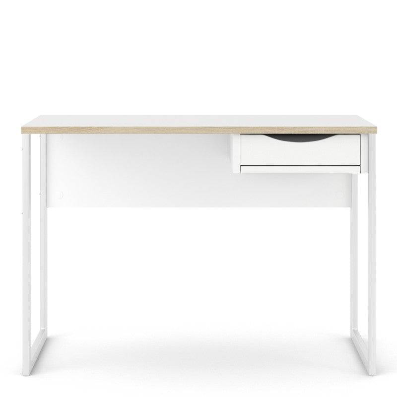 Function Plus Desk 1 Drawer in White with Oak Trim - Price Crash Furniture