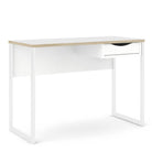 Function Plus Desk 1 Drawer in White with Oak Trim - Price Crash Furniture