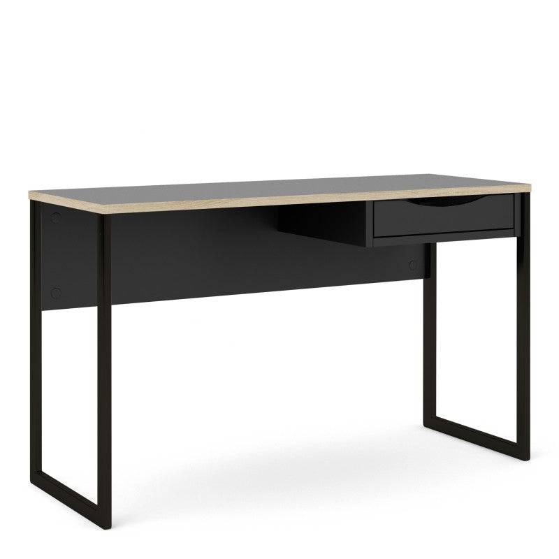 Function Plus Desk 1 Drawer Wide in Black with Oak Trim - Price Crash Furniture