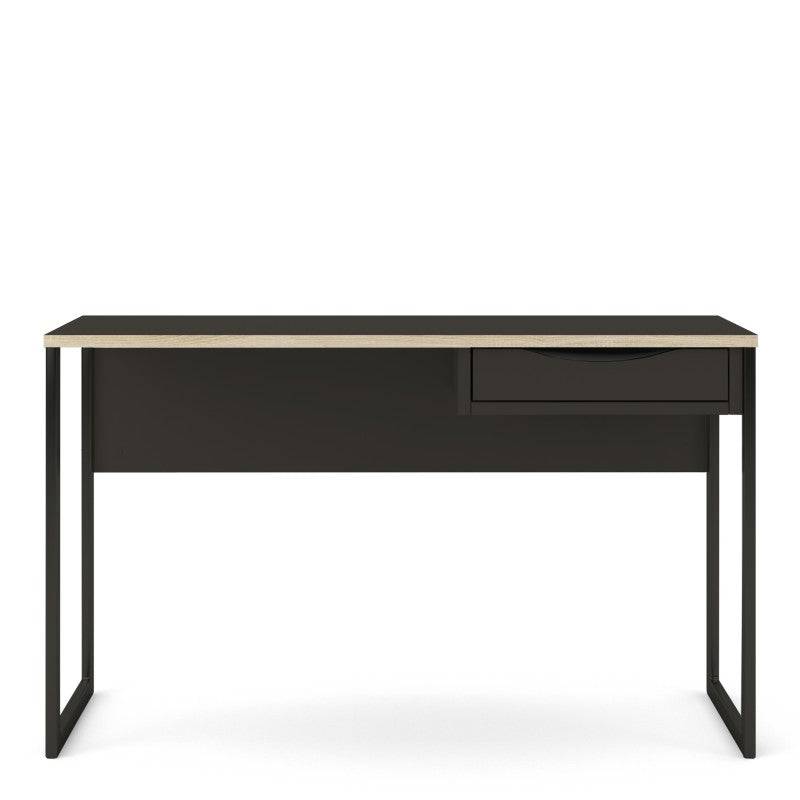 Function Plus Desk 1 Drawer Wide in Black with Oak Trim - Price Crash Furniture