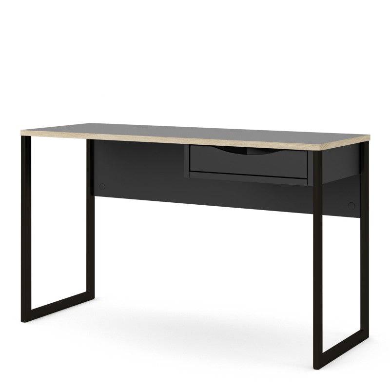 Function Plus Desk 1 Drawer Wide in Black with Oak Trim - Price Crash Furniture