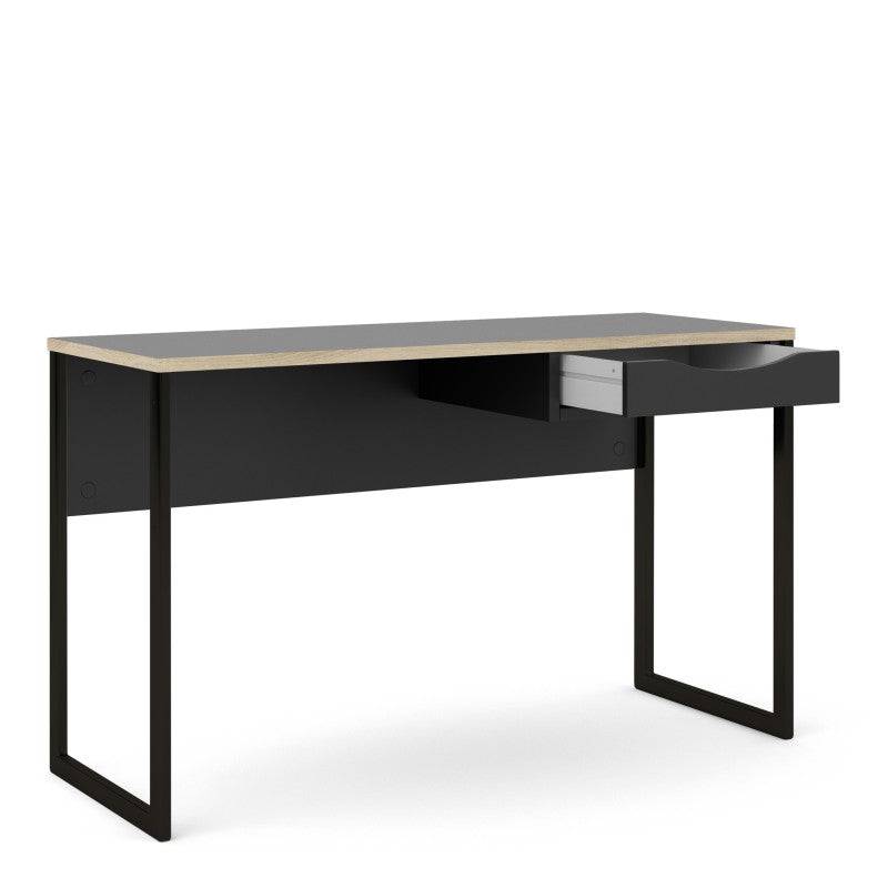 Function Plus Desk 1 Drawer Wide in Black with Oak Trim - Price Crash Furniture