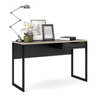 Function Plus Desk 1 Drawer Wide in Black with Oak Trim - Price Crash Furniture