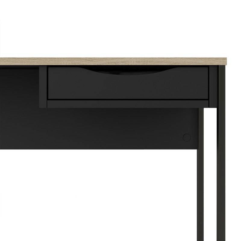 Function Plus Desk 1 Drawer Wide in Black with Oak Trim - Price Crash Furniture