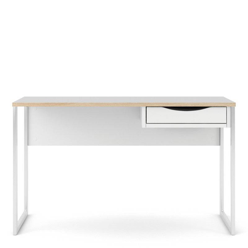 Function Plus Desk 1 Drawer Wide in White with Oak Trim - Price Crash Furniture