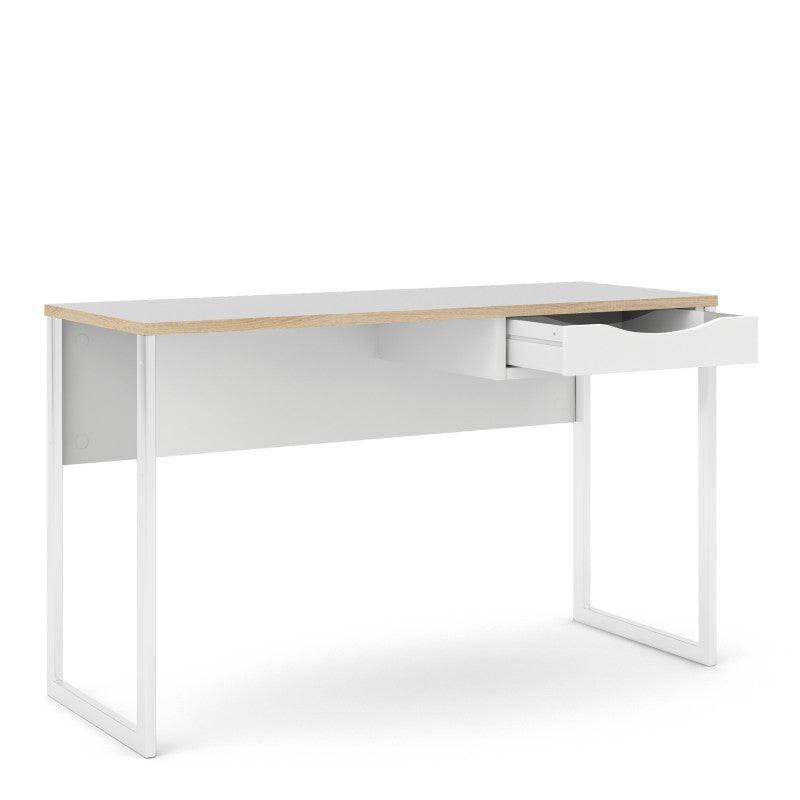 Function Plus Desk 1 Drawer Wide in White with Oak Trim - Price Crash Furniture