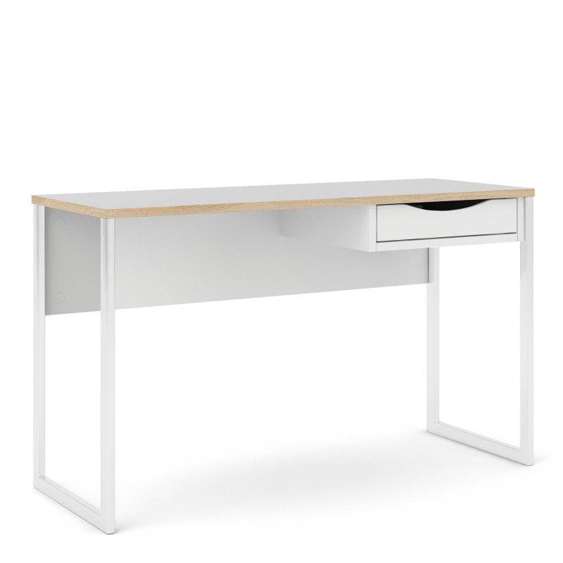 Function Plus Desk 1 Drawer Wide in White with Oak Trim - Price Crash Furniture