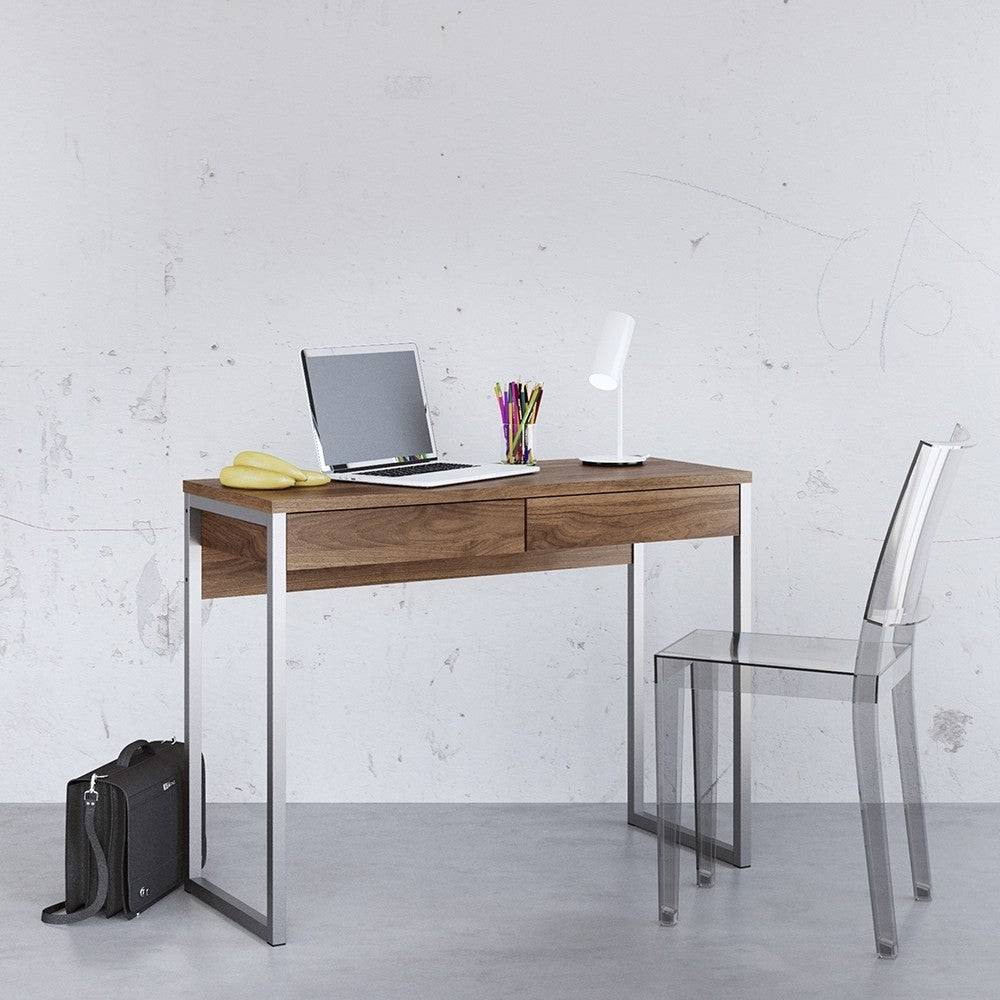 Function Plus Desk 2 Drawers In Walnut - Price Crash Furniture