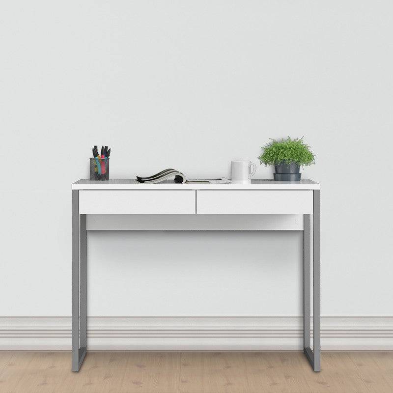 Function Plus Desk 2 Drawers in White High Gloss - Price Crash Furniture