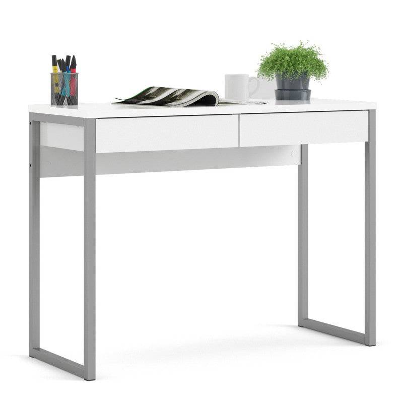 Function Plus Desk 2 Drawers in White High Gloss - Price Crash Furniture