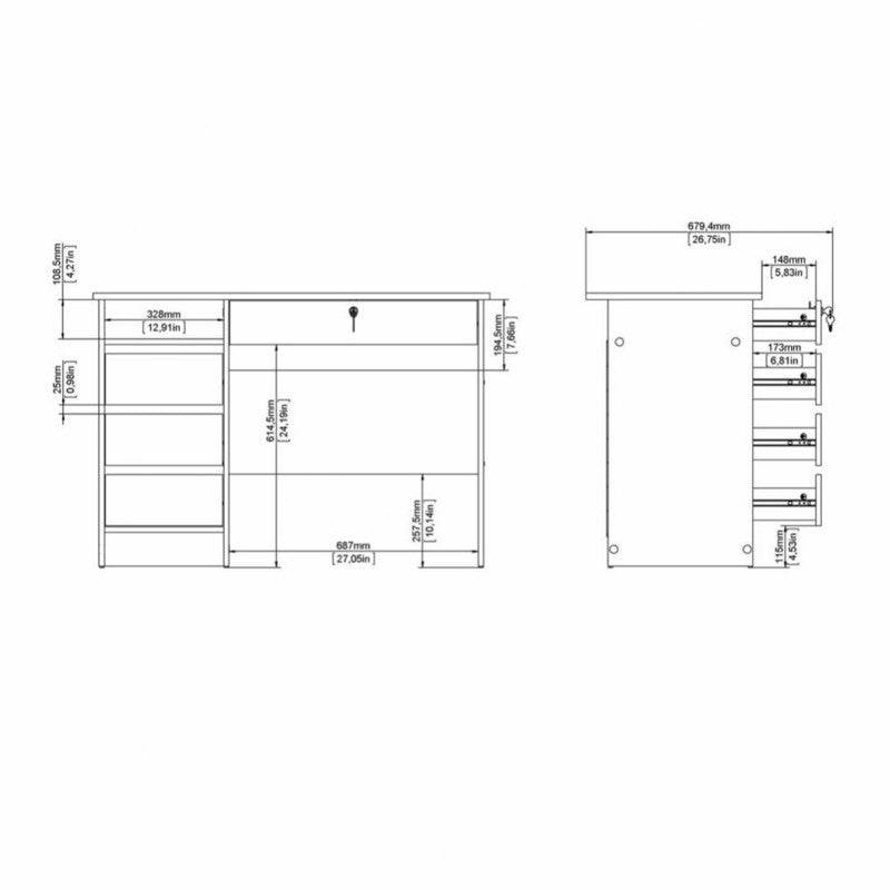 Function Plus Desk (3+1) handle free Drawer in Black - Price Crash Furniture