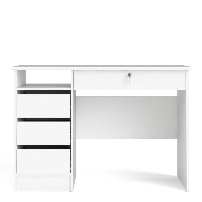 Function Plus Desk (3+1) handle free Drawer in White - Price Crash Furniture