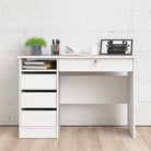 Function Plus Desk (3+1) handle free Drawer in White - Price Crash Furniture