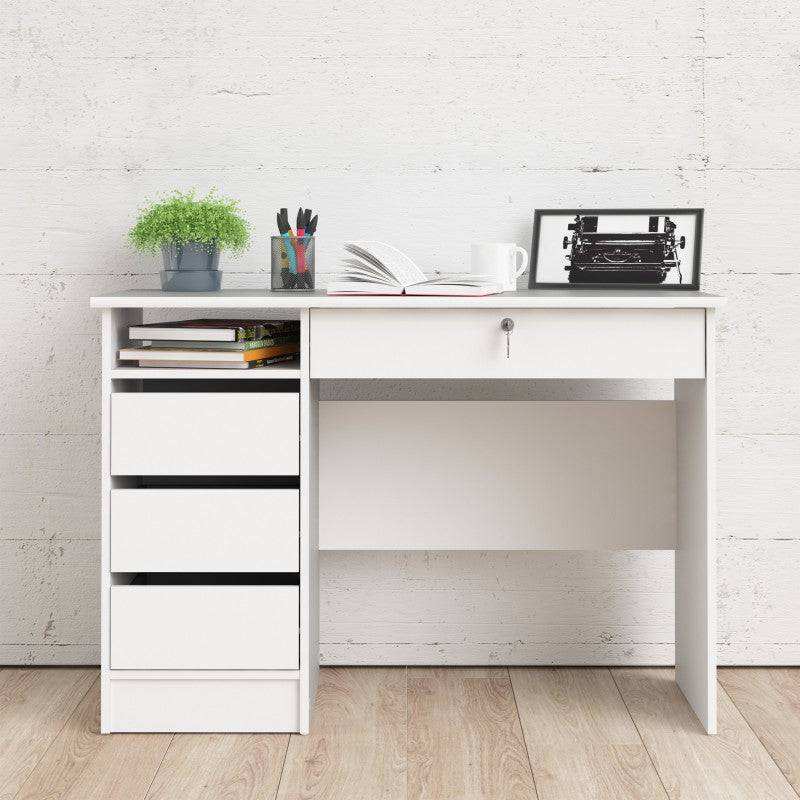 Function Plus Desk (3+1) handle free Drawer in White - Price Crash Furniture