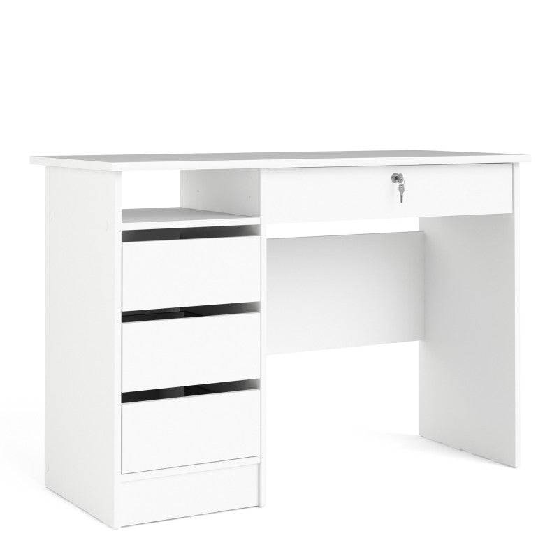 Function Plus Desk (3+1) handle free Drawer in White - Price Crash Furniture