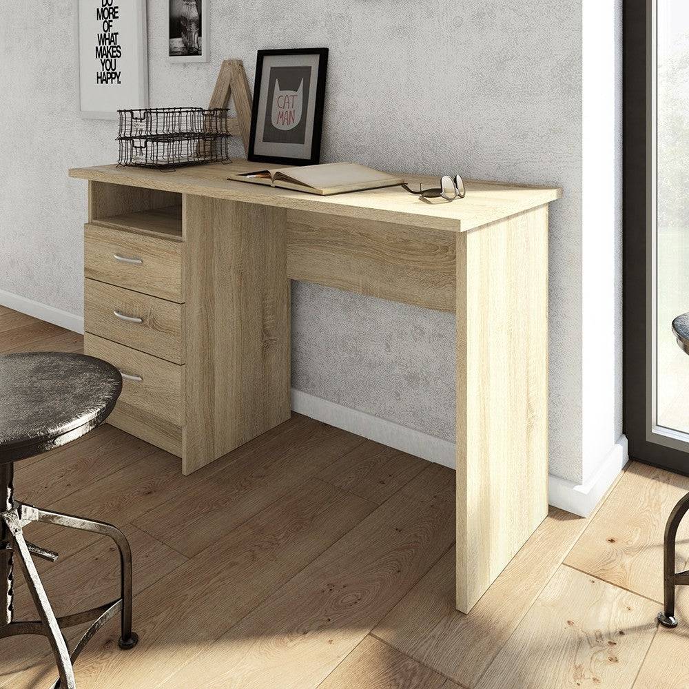 Function Plus Desk 3 Drawers In Oak - Price Crash Furniture