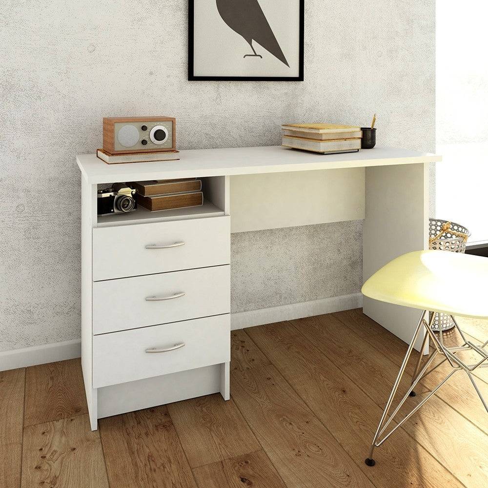 Function Plus Desk 3 Drawers In White - Price Crash Furniture