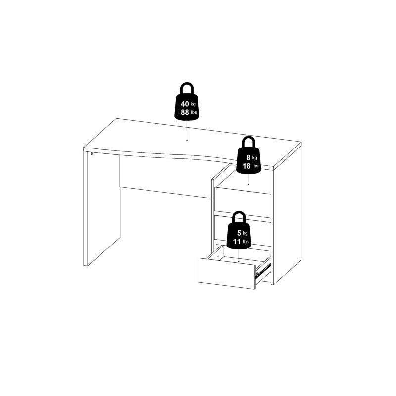 Function Plus Desk 3 Drawers in White and Grey - Price Crash Furniture