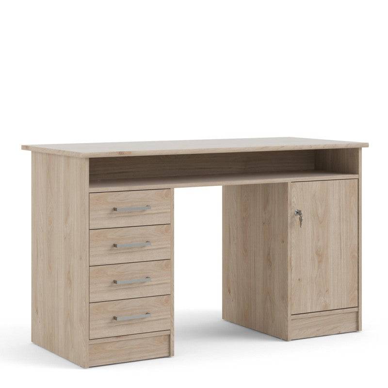 Function Plus Desk 4 Drawer 1 Door in Jackson Hickory Oak - Price Crash Furniture