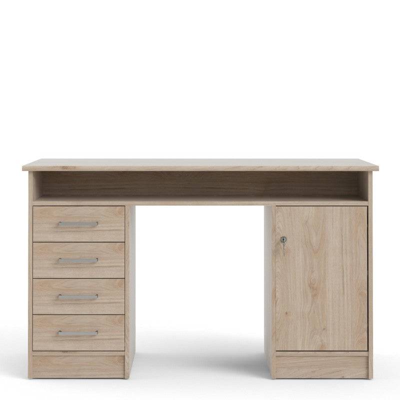 Function Plus Desk 4 Drawer 1 Door in Jackson Hickory Oak - Price Crash Furniture