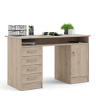 Function Plus Desk 4 Drawer 1 Door in Jackson Hickory Oak - Price Crash Furniture