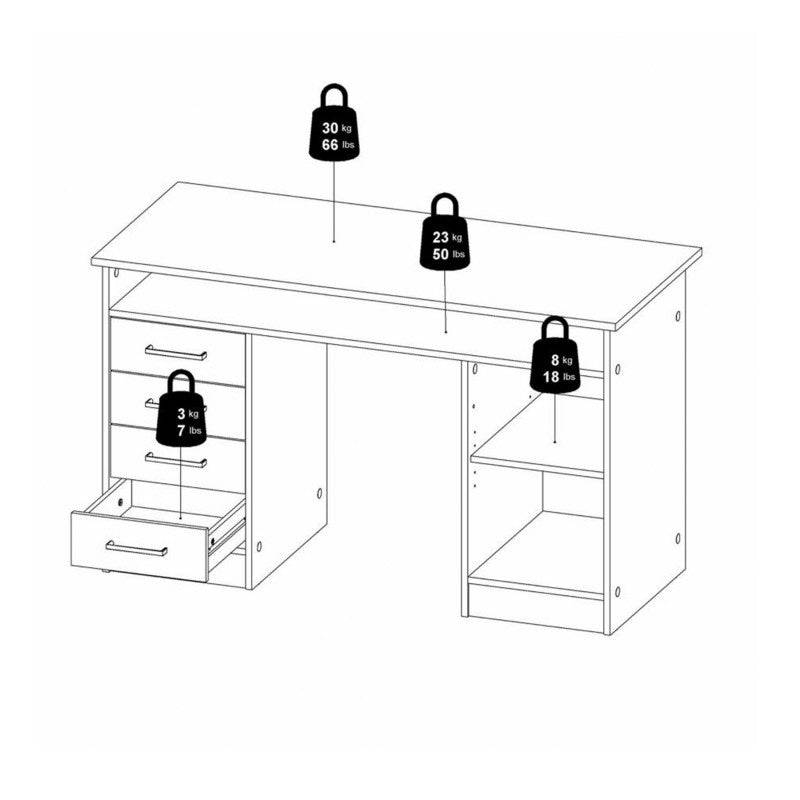 Function Plus Desk 4 Drawer 1 Door in Jackson Hickory Oak - Price Crash Furniture