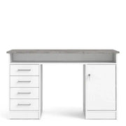 Function Plus Desk 4 Drawer 1 Door in White and Grey - Price Crash Furniture