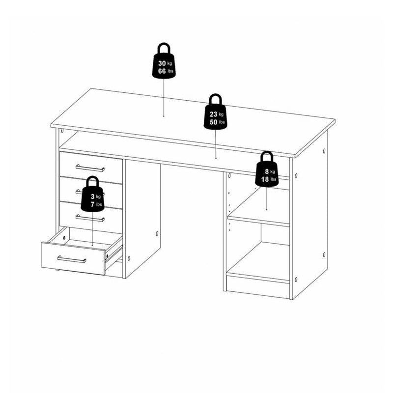 Function Plus Desk 4 Drawer 1 Door in White and Grey - Price Crash Furniture