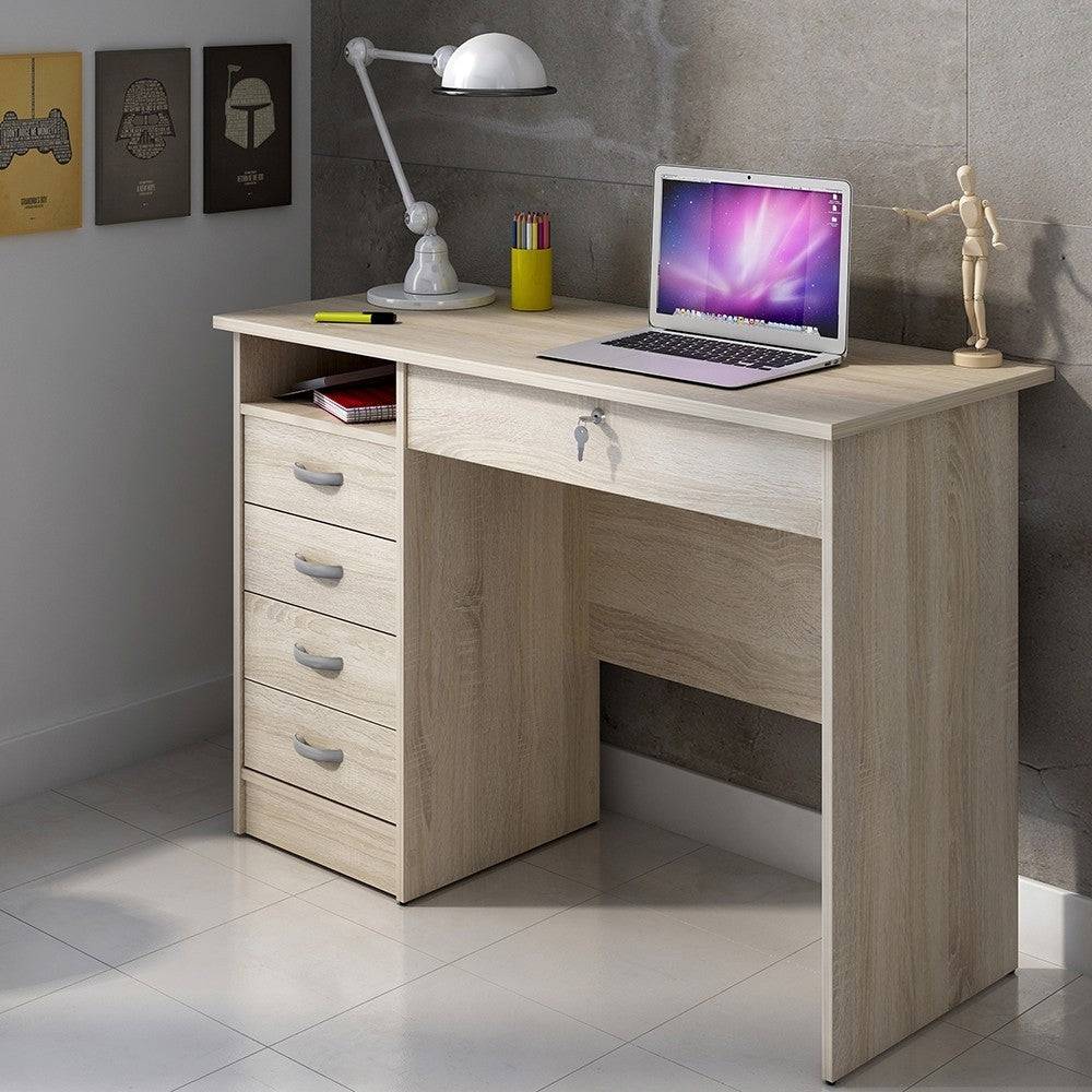 Function Plus Desk 5 Drawers In Oak - Price Crash Furniture