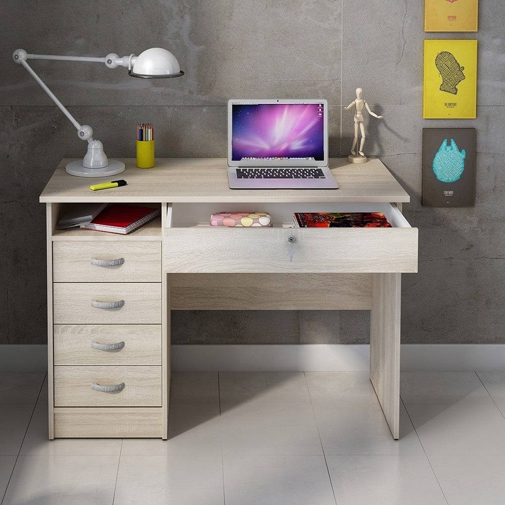 Function Plus Desk 5 Drawers In Oak - Price Crash Furniture