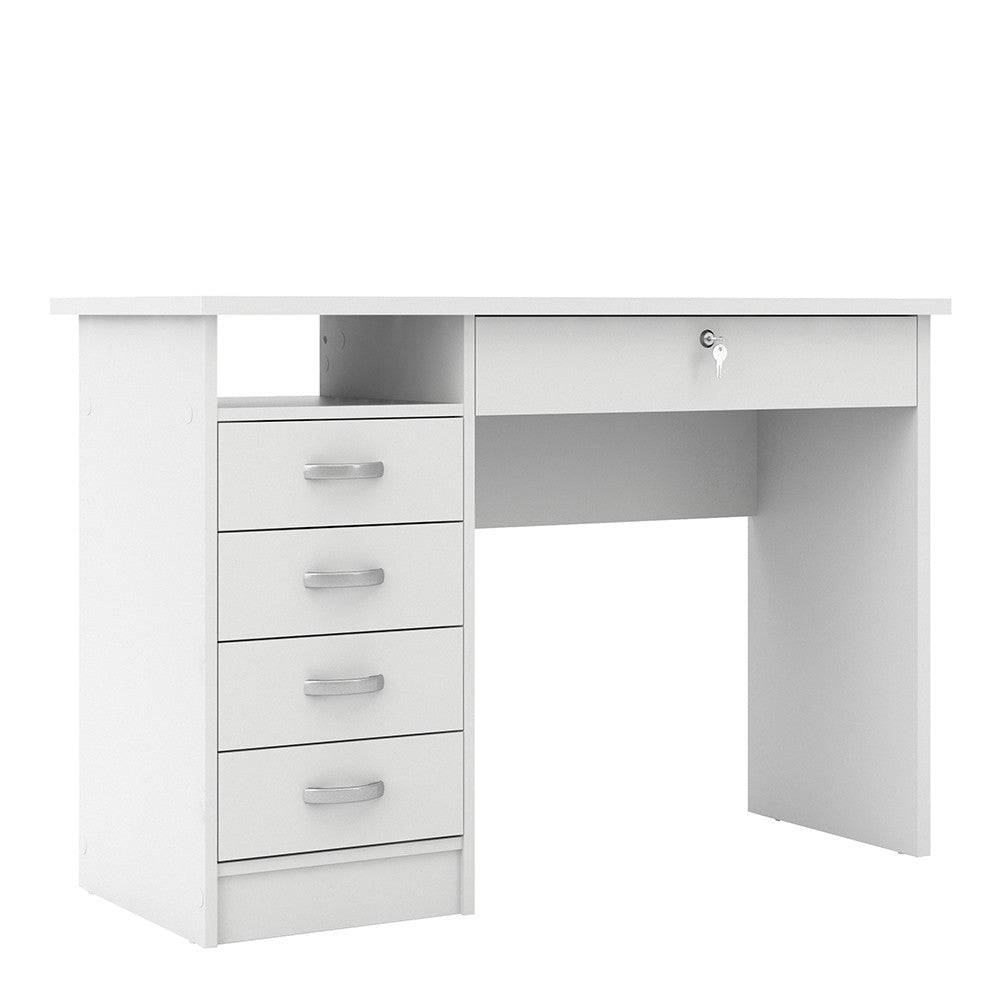 Function Plus Desk 5 Drawers In White - Price Crash Furniture