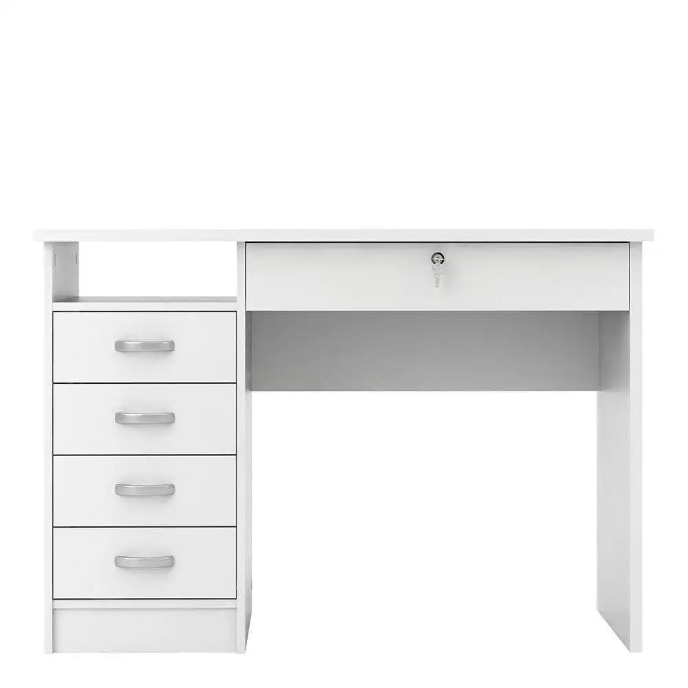 Function Plus Desk 5 Drawers In White - Price Crash Furniture