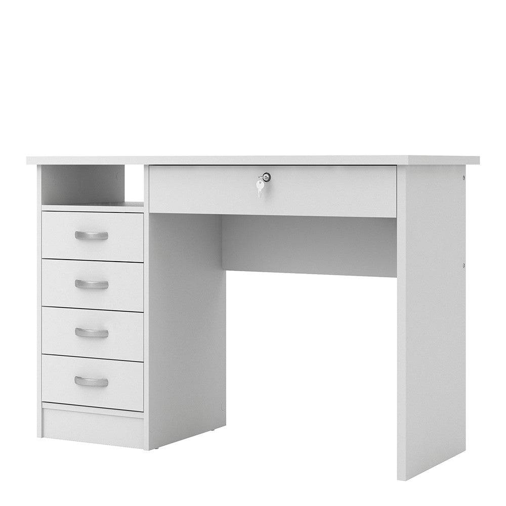 Function Plus Desk 5 Drawers In White - Price Crash Furniture