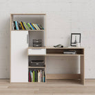 Function Plus Desk multi-functional Desk with Drawer and 1 Door in White and Oak - Price Crash Furniture