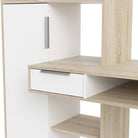 Function Plus Desk multi-functional Desk with Drawer and 1 Door in White and Oak - Price Crash Furniture