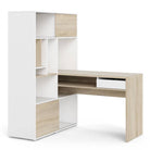 Function Plus Desk with multi-functional storage unit In White and Oak - Price Crash Furniture