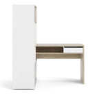 Function Plus Desk with multi-functional storage unit In White and Oak - Price Crash Furniture