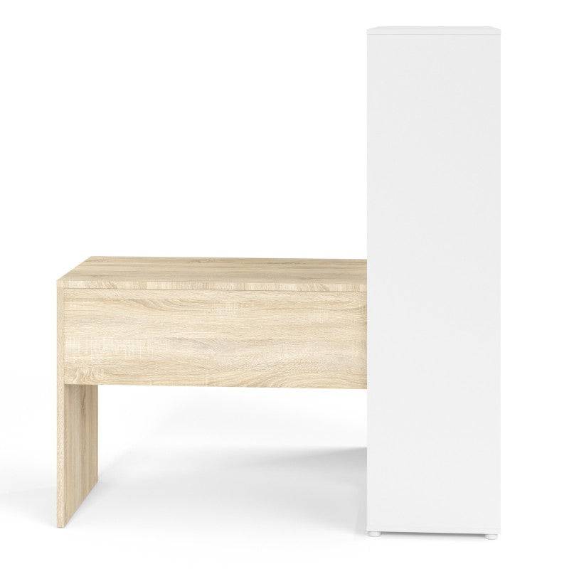 Function Plus Desk with multi-functional storage unit In White and Oak - Price Crash Furniture