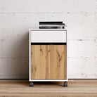 Function Plus Mobile Cabinet in White and Wotan Light Oak - Price Crash Furniture