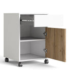 Function Plus Mobile Cabinet in White and Wotan Light Oak - Price Crash Furniture