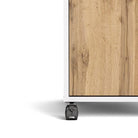 Function Plus Mobile Cabinet in White and Wotan Light Oak - Price Crash Furniture