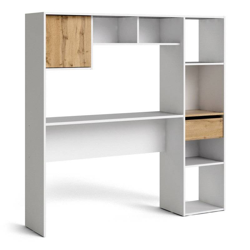 Function Plus Multi Desk in White and Wotan Light Oak - Price Crash Furniture