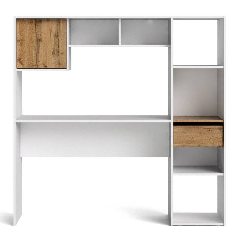 Function Plus Multi Desk in White and Wotan Light Oak - Price Crash Furniture