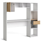 Function Plus Multi Desk in White and Wotan Light Oak - Price Crash Furniture