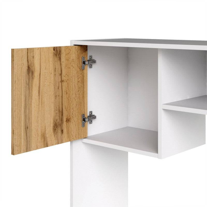 Function Plus Multi Desk in White and Wotan Light Oak - Price Crash Furniture