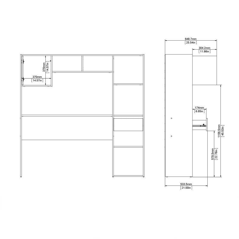 Function Plus Multi Desk in White and Wotan Light Oak - Price Crash Furniture