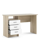 Function Plus Oak Desk 3 White Drawers - Price Crash Furniture