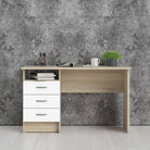 Function Plus Oak Desk 3 White Drawers - Price Crash Furniture