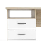 Function Plus Oak Desk 3 White Drawers - Price Crash Furniture